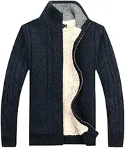 [Zaiyi] Men's Winter Sweater Thick Fleece Casual Cardigan Knitted Sweater for Men Coat Warm Sweaters