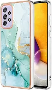 [SATURCASE] Case for Samsung Galaxy A73 5G, Beautiful Marble Ultra Thin Soft TPU Silicone Border PC Panel Protective Back Cover for Samsung Galaxy A73 5G (YJ-4)