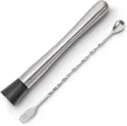 Stainless Steel Cocktail Muddler and Mixing Spoon Home Bar Tool Set - Create Del
