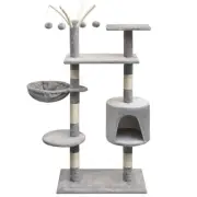 Cat Tree with Tall Sisal Scratching Posts Soft Plush Grey 125 cm Multi Level Fun