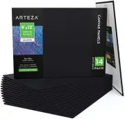 Black Canvas Boards for Painting, 9 x 12 Inches, Pack of 14, Blank Canvas Panels