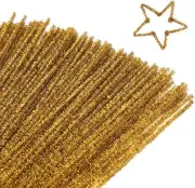 100 Pieces Pipe Cleaners Chenille Stem, Golden Pipe Cleaners Craft, Fuzzy Sticks