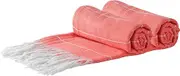 Nicola Spring Turkish Cotton Bath Towels - 173 x 92cm - Cantaloupe - Pack of 2 - Lightweight & Absorbent Large Adults Drying Beach Towel Bathroom Gym Cloth Sauna Hammam Shower Sheet