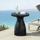 Jayme Outdoor Side Table, Round Top Patio End Table Garden Stool, Lightweight