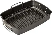 Bakemaster Non-Stick Roasting Pan with Rack, Grey, 40084 7.5 cm*40 cm* 28 cm