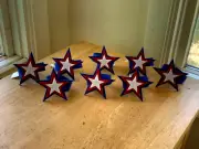 NEW W/ TAGS - SET 8 CRATE AND BARREL PATRIOTIC JULY 4TH STAR NAPKIN RING HOLDERS