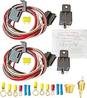 Automotive Electric Fan Relay Kit | 12V40A Fan Cooling Kit with Thermostat - Waterproof Automotive Wiring Harness Built-in Precise Temperature Sensor for Motor