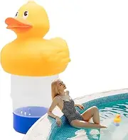 Pool Tablet Floater - Adjustable Floating Chlorine Dispenser - Large Capacity Holder, Duck Shape Tablet Container for Hot Tubs and Spas