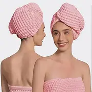KOSMU Hair Towel | 100% Japanese Cotton Hair-Drying Waffle Hair Wrap Turban for Women, Ultra-Absorbent, Anti Frizz, Hair Damage Protection