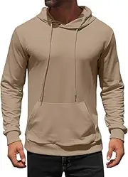 [Aiyino] Mens Long Sleeve Classic Plain Pullover Hooded Sweatshirt Hoodie Sweater