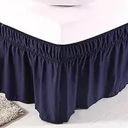 Skirt Ruffled Bed Skirt, Elastic Wrap Around Bed Skirt Multicolor Queen/King/Twin/Full 15 Inch Drop Hotel Use(Blue,Twin and Full)