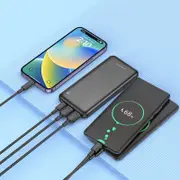 BOROFONE (BJ38) 10000mAh PD 20W Fast Charging 4 Ports (2 USB + 1 Type +1 Micro USB) Portable Power Bank (Black)