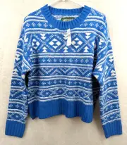American Eagle sz S Fair Isle Snowdrift Sweater blue & white long sleeves 1043