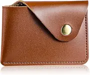 [Yuanchu] Leather Card Holder, Brown Credit Card Wallet Minimalist Front Pocket Wallet Slim Wallet Business Cardholder Wallet Credit Card Holder for Women Men, Brown