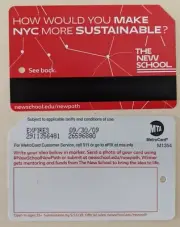 New School Contest Metrocard-Expired, Mint condition