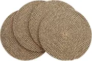 Set of 4 round Jute Placemats for Table, Woven Chargers for Plates, Indoor, Outd