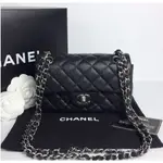 CHANEL COCO A01112口蓋包 經典 鏈帶包 荔枝牛皮 金CC 肩背包 23CM 黑銀鏈 現貨