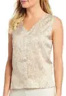 Eileen Fisher Prism Silk Organic Cotton Bramble V-Neck Sleeveless Top L XL