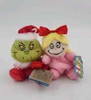 Dr. Seuss Aurora Mini Red Palm Pals 5" Santa Grinch & Cindy Lou Who Plush