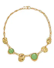 Alexis Bittar Brut Stone & Hammered Disc Collar Necklace in 14K Gold Plated, 17
