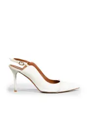 White Patent Slingback Heels