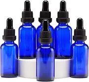 30ml Blue Glass Dropper Bottles for Essential Oils, with [Glass Eye Dropper],for Aromatherapy,Massage,Cosmetic Perfumes, Laboratory, Chemicals–6 Pcs