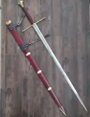 42" Custom Handmade Medieval Viking Long Sword with Scabbard - High Carbon Steel