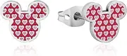 [Disney] Women's Mickey Love heart studs Stud Earrings, Silver, 1CM