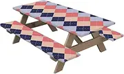 Outdoor Picnic Table - Polyester Waterproof Table in Rhombic Lattice Design | Camping Tablecloth Picnic Accessories with Elastic Band for Painting Barbecue