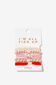 [Rubi] Rubi - All Tied Up Hair Tie Pack - Pink red/metallic OS PINK RED/METALLIC