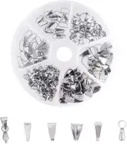 120pcs 304 Stainless Steel Pendant Pinch Bails, 6 Styles, Ice Pick Bails for Jew