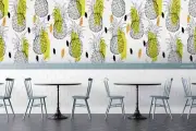 3D Pineapple Watercolor Pattern Self-adhesive Removeable Wallpaper Wall Mural