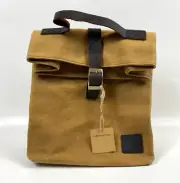 NWT Green is Wise Insulated Waxed Canvas Lunch Bag Cooler Leather Handle