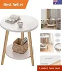 2-Layer Round Coffee Table,End Tables for Living Room, Side Tables, Sturdy an...