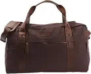 [LECONI] LE2014-C Travel Bag for Men and Women Canvas Hand Luggage Leather Sports Bag Unisex Large Weekender for Travel, Holiday and Short Trip Weekend Bag 55 x 30 x 21 cm