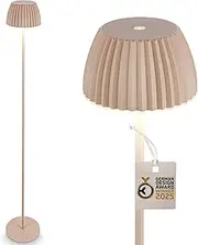 [BRILONER] Riffle LED Rechargeable Floor lamp IP44 with Touch, 19x124 cm, dimmable, Memory Function, Replaceable Battery, Battery Floor lamp, Stand lamp, German Design Award Winner 2025, Beige