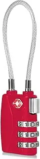 CFMOUR TSA Locks - 1, 2, 3, 4, 5, 6 Pack 3-Dial Travel Cable Combination Security Padlock for Suitcase Luggage Case Bag Code Lock - Red (Pack of 1)