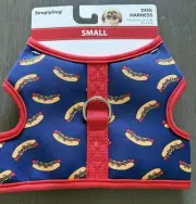 Simply Dog NAVY WITH RED TIM "HOT DOGS" HARNESS Puppy/Dog -SMALL