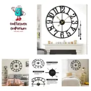 Large 24 Inch Silent Non-Ticking Wall Clock - Battery Operated, Metal Vintage...