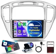 4G+64G Rimoody Car Radio for Toyota Highlander 2000 2001 2002 2003 2004 2005 2006 2007, Android 13 Car Stereo Carplay Android auto Mirror Link GPS WiFi 9 Inch Touchscreen BT FM + Backup Camera