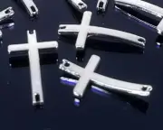 8 Curved Cross Connectors Charms Link Antique Silver Pewter / Alloy 25x13mm