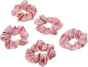 FOMIYES 5 Pcs Solid Color Hair Ties Clear Ponytail Elastics Silk Scrunchies for Hair Satin Scrunchies for Thick Hair Satin Hair Rope Hair Ponytail Holder Cute Pale Pink Hairball Child Girl