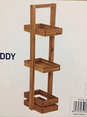 FSC Acacia Natural Stained Colour Storage Bathroom Caddy 25L X 20W X 80Hcm