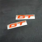 2x Silver Red Chrome GT Metal Decal Badge Emblem Sticker Turbo Engine Limited 3D (for: Renault)