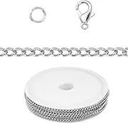 WUISOLQP Easy-to DIY Iron Chain Bars for Bracelet Necklace Making DIY Iron Chain Bars for Jewelry Tool with Lobster Buckle, As Shown