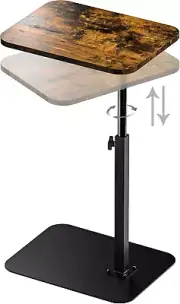 Side Table Sofa Tray for Couch Heavy Metal Base Swivel/Adjustable Height, Sofa B