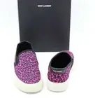 NIB Saint Laurent Venice Pink Black Leopard Print Low-Top Slip-On Sneakers 7 37