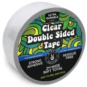 HIPPIE CRAFTER Clear Double Sided Tape for Crafts 2 Inch Wide Heavy Duty Adhesiv