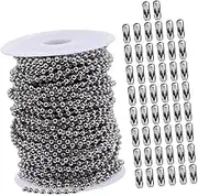 OHPHCALL 1 Set Stainless Steel Ball Chain with Connectors DIY Necklace Chain for Ceiling Fan Extender Light Fixtures Dog Tags and Bottle Caps Resistant and Durable