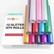 HTVRONT Glitter HTV Heat Transfer Vinyl Bundle 12 Rolls - 10" x 5FT Glitter I...